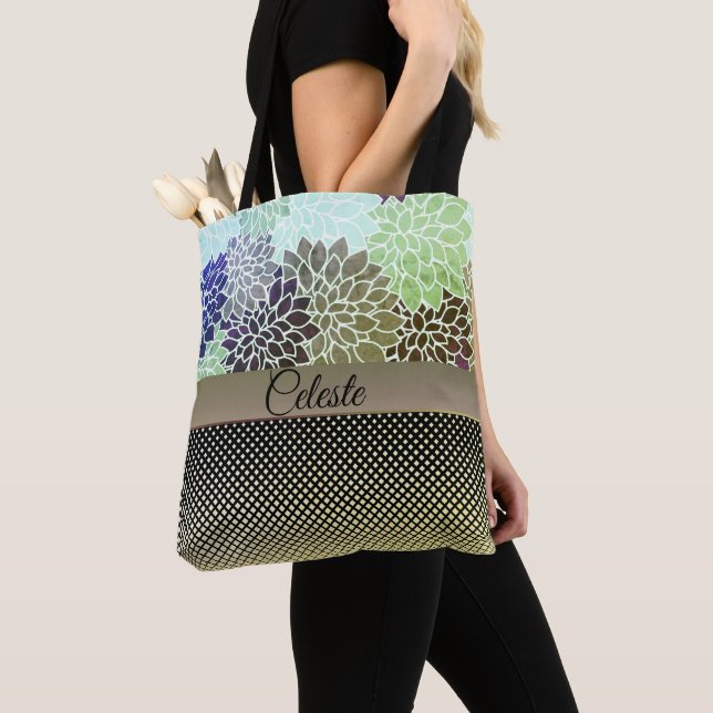 Bolsa Tote Floral Elegante Personalizado (Close Up)