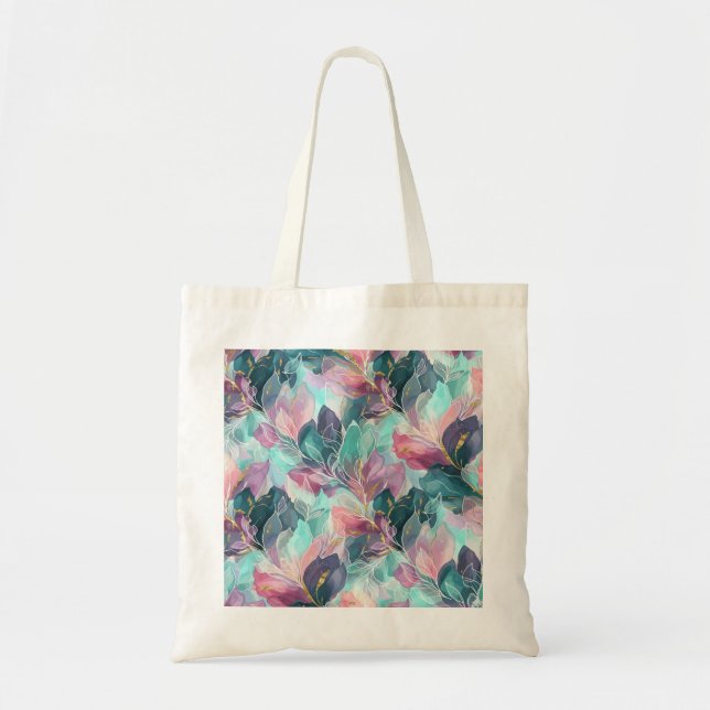 Bolsa Tote Floral em Tom de Joia (Frente)