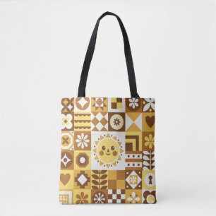 Bolsa Tote Floral escandinavo: Abstrato Vintage Card.