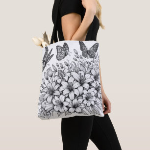 Bolsa Tote Floral Fantasy Butterfly Coloração