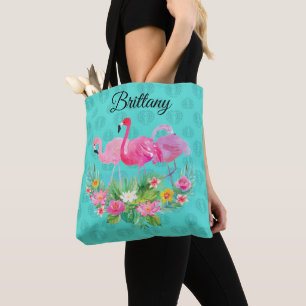 Bolsa Tote Floral Flamingo, Ilha Tropical