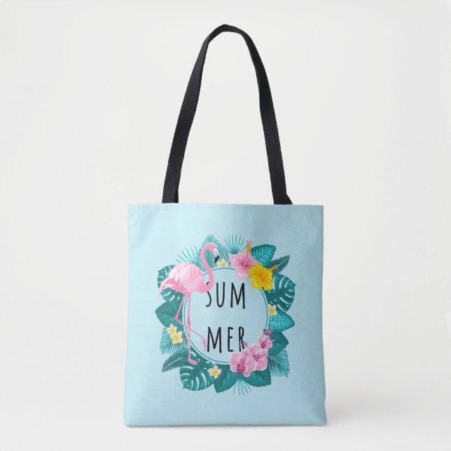 Bolsa Tote Floral Flamingo Summer Bliss (Frente)