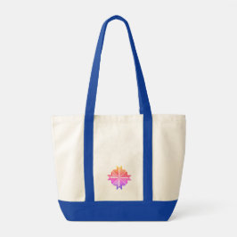 Bolsa Tote Floral Geométrico Abstrato Colorido em Tela de Dua