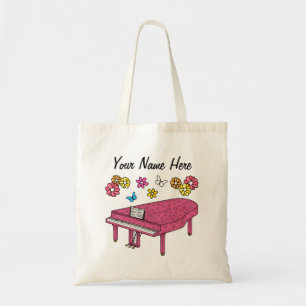 Bolsa Tote Floral Grand Piano Flowers Pianista Personalizado
