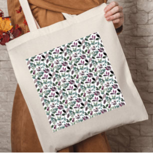 Bolsa Tote Floral Greenery Watercolor Padrão Invisível