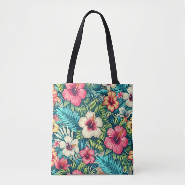 Bolsa Tote Floral havaiano/tropical (Frente)