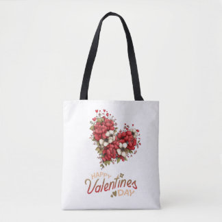 Bolsa Tote Floral Heart Bouquet Valentine's Day