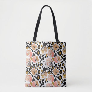 Bolsa Tote Floral, impressão animal, padrão perfeito.