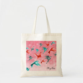 Bolsa Tote Floral japonês e origami Crane Design Tote Bag