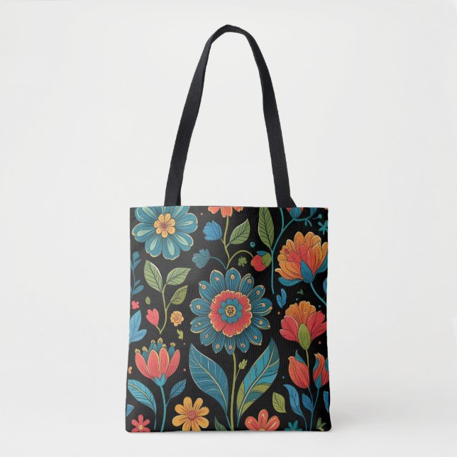 Bolsa Tote Floral Kaleidoscope Garden - Vibrant Nature Art (Frente)