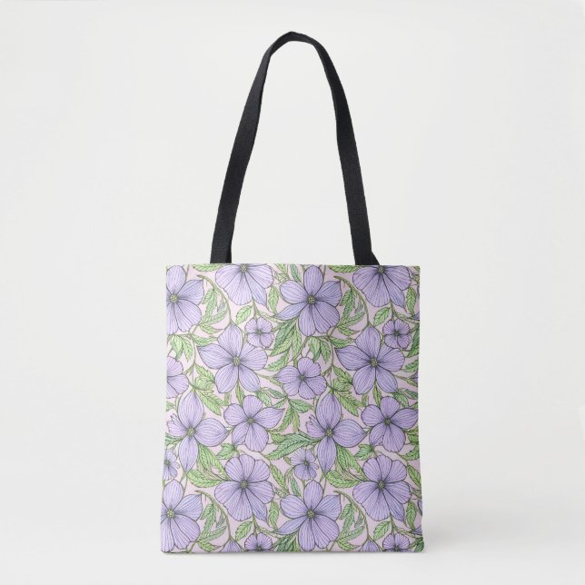 Bolsa Tote Floral Lavanda em Flor (Frente)