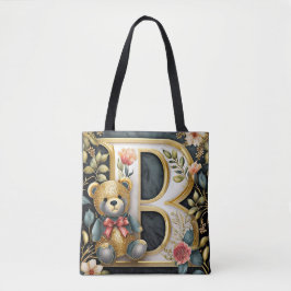 Bolsa Tote FLoral - Letra B do Urso de Teddy