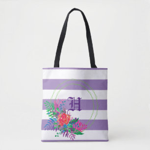 Bolsa Tote floral liso púrpura personalizado