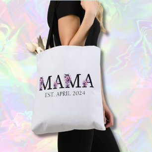 Bolsa Tote Floral Mamãe Nova Manhã Texto Toalha