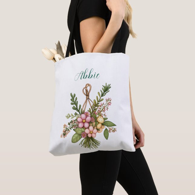 Bolsa Tote Floral Modern Daisy Pink Girly (Close Up)