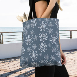 Bolsa Tote Floral na moda Azul e Branco
