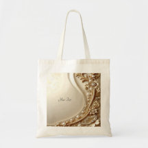 Bolsa Tote Floral Ornata Dourada Elegante