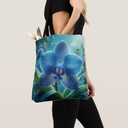 Bolsa Tote Floral Orquídea Azul