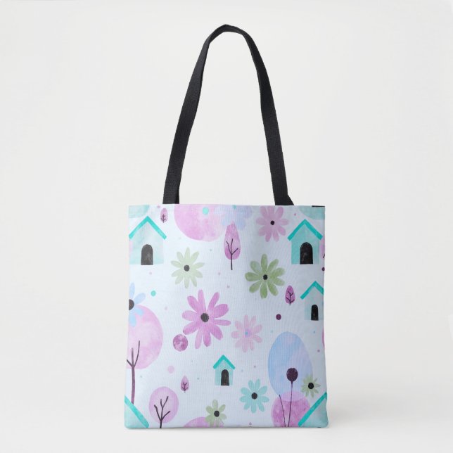 Bolsa Tote Floral Pastel Suave (Frente)