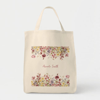 Bolsa Tote Floral Personalizado de Flores de Nome
