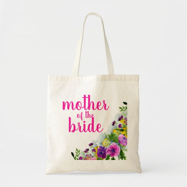 Bolsa Tote Floral personalizado para mãe da noiva (Frente)