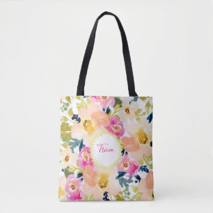 Bolsa Tote Floral Personalizado por na moda