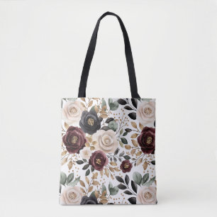 Bolsa Tote Floral Preto da Creme