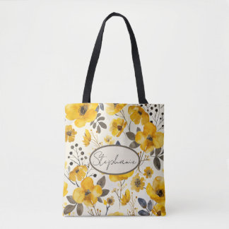 Bolsa Tote floral primavera amarelo