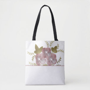 Bolsa Tote Floral primavera de flores rosa-de-verão borla ver