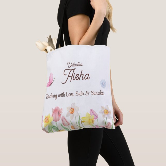 Bolsa Tote floral Professor Personalizada (Close Up)