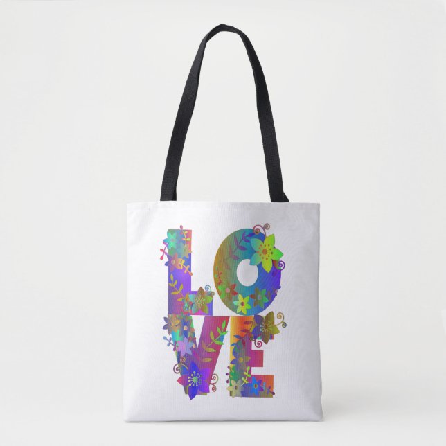 Bolsa Tote Floral Rainbow LOVE (Frente)