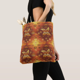 Bolsa Tote Floral retro dourado boémio