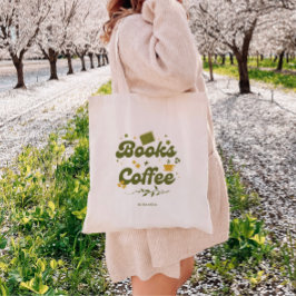 Bolsa Tote Floral Retro 'Livros & Café' Personalizado para Le