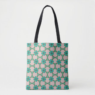 Bolsa Tote Floral Retro Verde-Menta e Vermelha