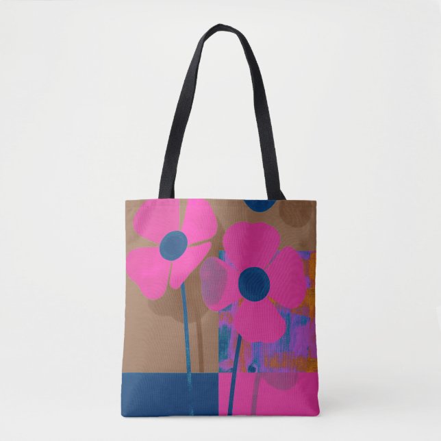 Bolsa Tote Floral Rosa Moderna / Flor Bola Minimal (Frente)