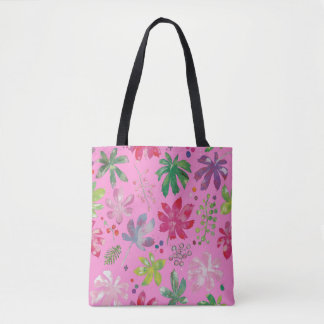 Bolsa Tote Floral Rosa – Padrão Botânico Fofo