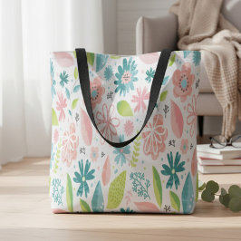 Bolsa Tote Floral Rosa para Todos os Dias