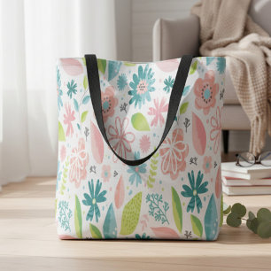 Bolsa Tote Floral Rosa para Todos os Dias