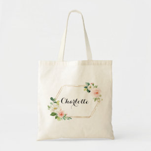 Bolsa Tote Floral Rosa Personalizada para Damas de