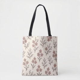 Bolsa Tote Floral Rosa Poeira e Creme Moderno