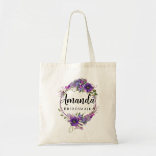 Bolsa tote floral roxa minimalista para damas de h