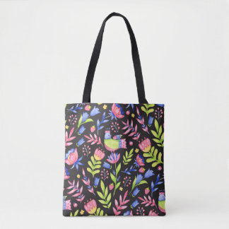 Bolsa Tote Floral seamless pattern design. Spring flowers and