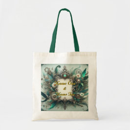 Bolsa Tote Floral Steampunk Wedding Green e Silver