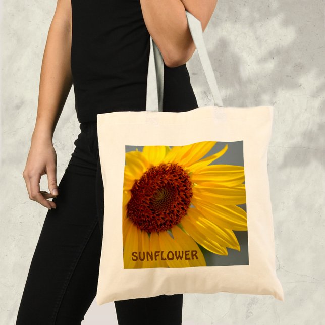 Bolsa Tote Floral Sunny Sunflower Brilhante (Criador carregado)