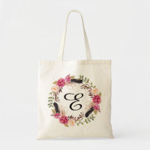 Floral Tote Bag Bridesmaid Bohemian Personalizado