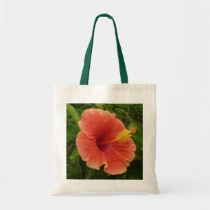 Bolsa Tote Floral Tropical de Flor de Hibiscus Laranja