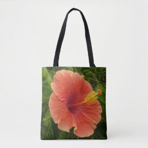 Bolsa Tote Floral Tropical de Laranja Hibiscus