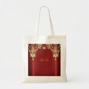 Bolsa Tote Floral Vermelha Dourada Moderna