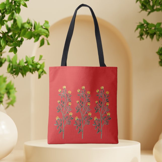 Bolsa tote floral vermelho brilhante  (Criador carregado)