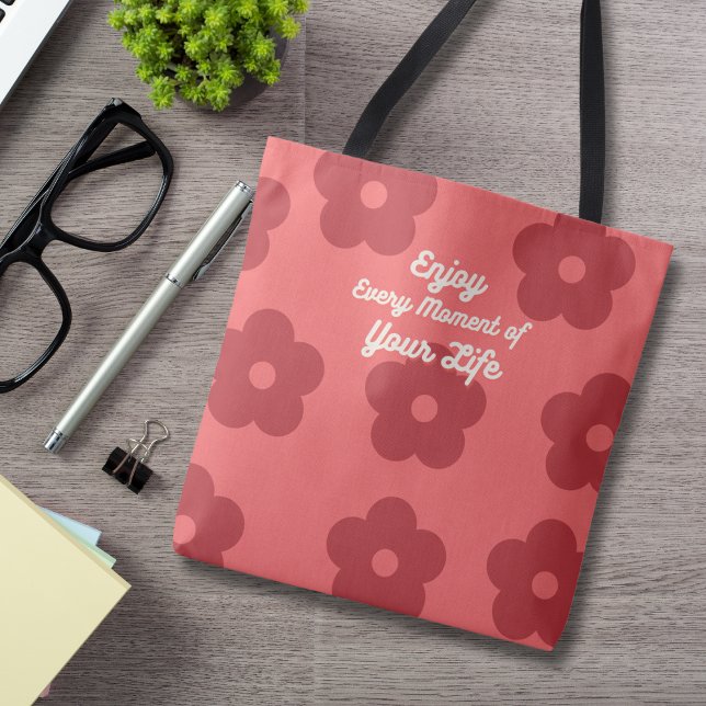 Bolsa Tote Floral Vermelho Retroativo Inspiracional (Criador carregado)